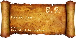 Birik Iza névjegykártya